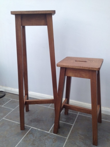 Little 'n large oak stools