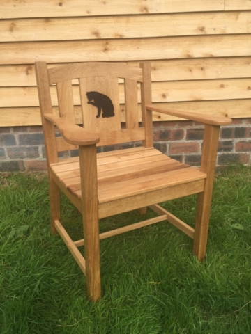 Oak garden chair for a cat lover