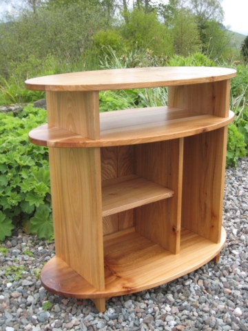 Oval TV stand in elm