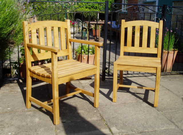 Oak garden chairs